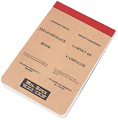 Canadian Military Field Message Notebook