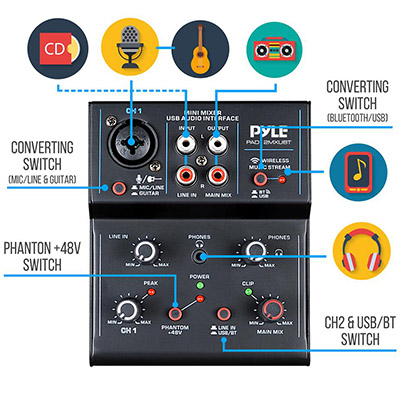 Pyle Canada  2-Channel Bluetooth Streaming Mini-audio Mixer