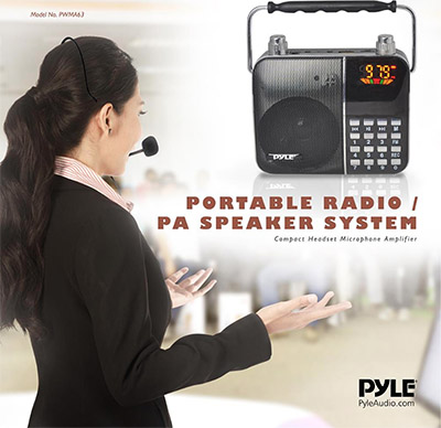 Pyle® PWMA63 Portable Radio and PA Speaker Amplifier with Headset Microphone