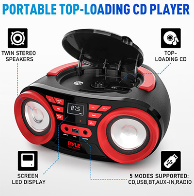 Pyle Canada  PHCD22 Portable CD Player and Bluetooth Boombox System