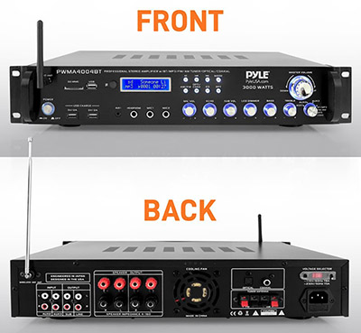 Pyle® PWMA4004BT Bluetooth Pre-amplifier Stereo System with Two Wireless Microphones