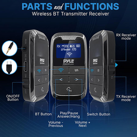 Pyle Canada  PDWM17BT Wireless Bluetooth Transmitter Receiver