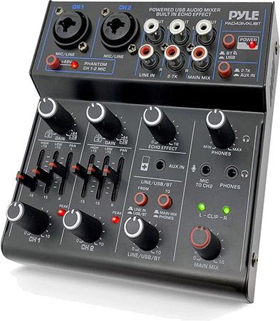 Pyle Canada PAD43MXUBT 4-Channel Compact Bluetooth Audio Mixer