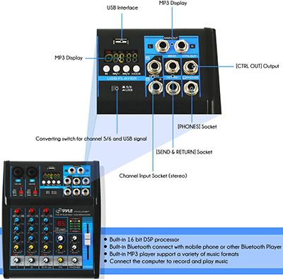 Pyle Canada  PMXU43BT 4-Channel Bluetooth Studio Mixer
