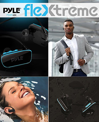 Pyle® PSWP6BK Flextreme Waterproof Headphones with Built-in MP3 Player