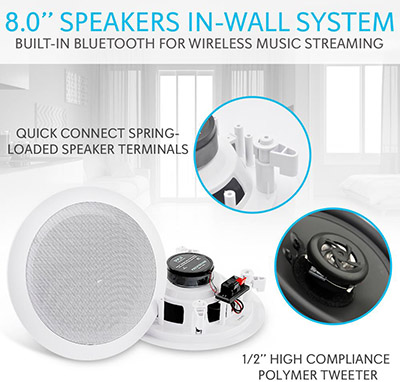 Pyle Canada PDICBT852RD 8-Inch Bluetooth Ceiling Speakers