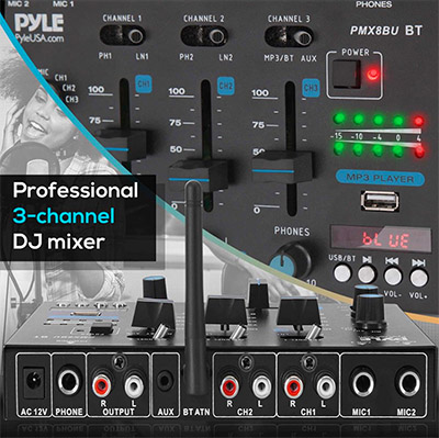 Pyle Canada  PMX8BU 3-Channel Bluetooth Mixer