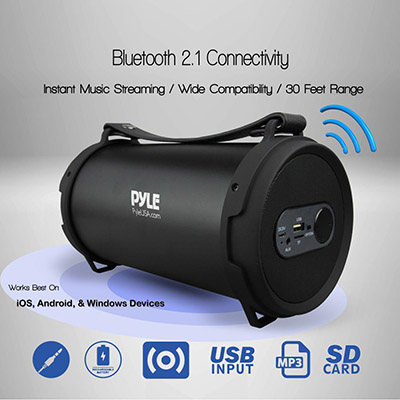 Pyle Canada PBMSPG7 Jovial Portable Wireless Bluetooth Boombox with Rechargeable Battery