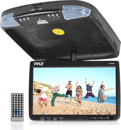 Pyle® PLRD92 9-inch Flip Down Roof Mount Monitor & Multimedia Disc player