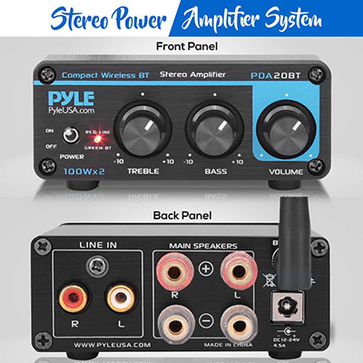 Pyle Canada PDA20BT Compact Bluetooth Stereo Power Amplifier