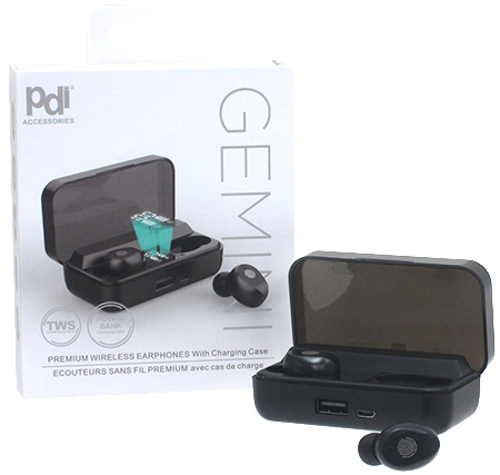 PDI® Gemini Premium True Wireless Earbuds with Charging Case