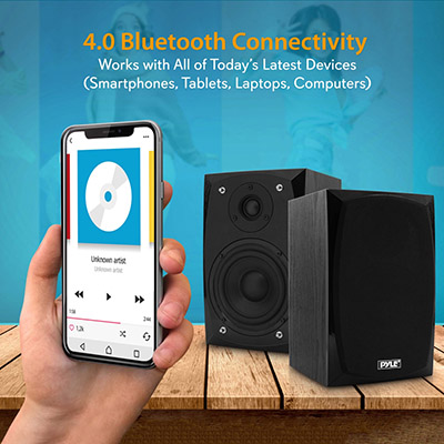 Pyle® PBKSP22 Powered Bluetooth Stereo Bookshelf Speakers