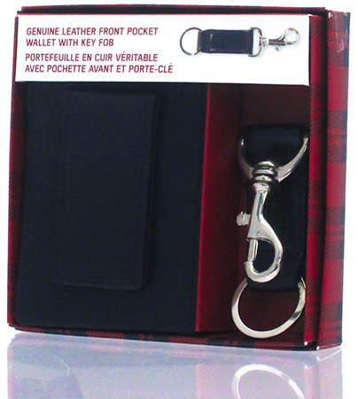 Genuine Leather Slim Wallet and Key Ring Gift Set