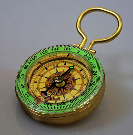 Glow-in-the-dark Brass Compass