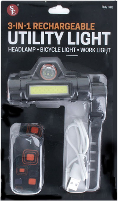 SE® 500 Lumen 3-in-1 Rechargeable Headlamp