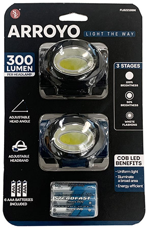 2-pack 300 Lumen LED Arroyo Headlamp