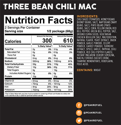Peak Refuel  Three Bean Chili Mac Freeze-dried Meal