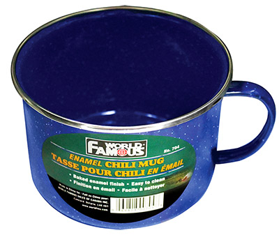 World Famous® Blue Enamel Steel Chili Mug