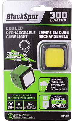 BlackSpur® Rechargeable 300 Lumen Waterproof Cube Flashlight