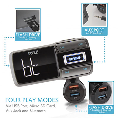 Pyle Canada  PBT99 Bluetooth FM Transmitter with Quick USB Charge