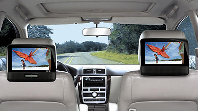 Dual 9-Inch Widescreen LCD Displays with Built-In DVD Player