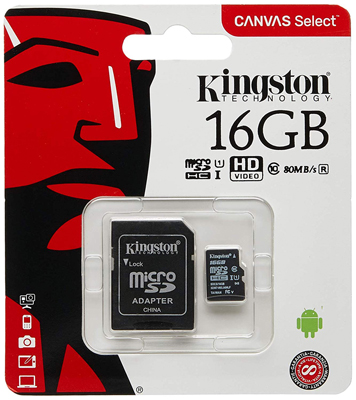 Kingston® 16 Gigabyte Micro SD Cards