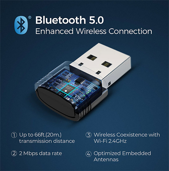 MPOW  BH456A Bluetooth 5.0 USB Adapter