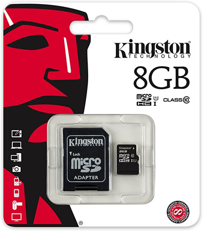 Kingston  8 Gigabyte Micro SD Cards