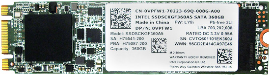 Intel® M.2 360GB SSD SATA Hard Drive