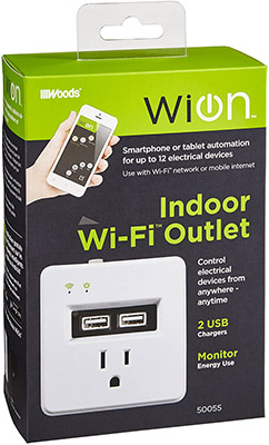 Woods® Wion™ Indoor Wi-Fi Plug-In USB Wall Outlet