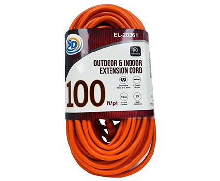 SD® EL-20361 Outdoor and Indoor 100-Foot Outdoor Extension Cord