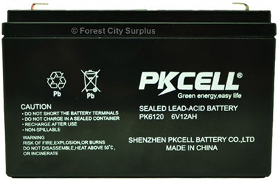 PKCELL  6V/12AH Rechargeable Sealed Lead Acid Batteries