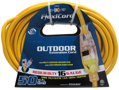FlexiCord® 16 Guage, 50-Foot Outdoor Extension Cords