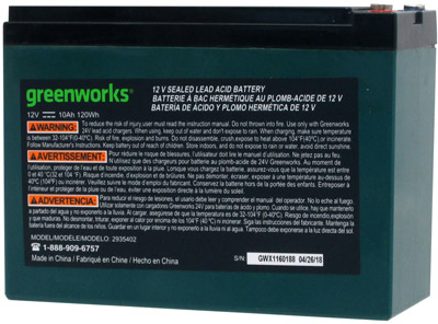 Greenworks® 12V/10AH Rechargeable Sealed Lead Acid Batteries