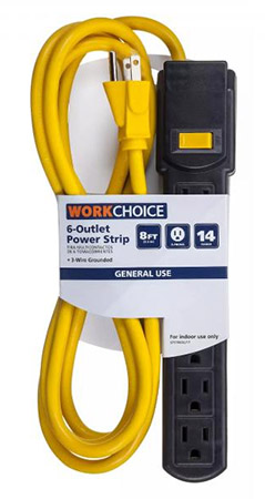 WorkChoice® 6 Outlet Grounded Power Strip with 8 Foot Cord