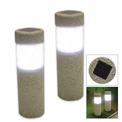 IdeaWorks  LED Solar Stone Pillar Lights