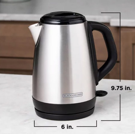 Black + Decker 1.7L Cordless Electric Stainless Steel Kettle 