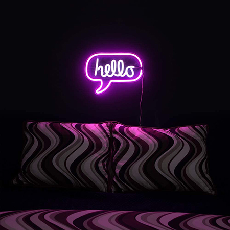 White and Pink Hello LED Neon Sign