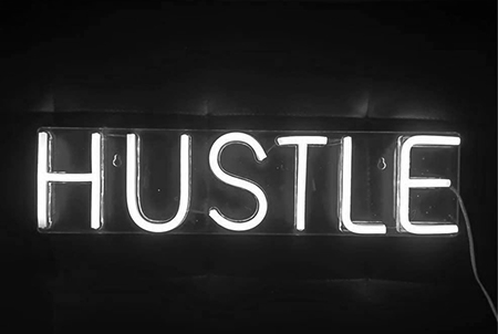 White Hustle LED Neon Sign