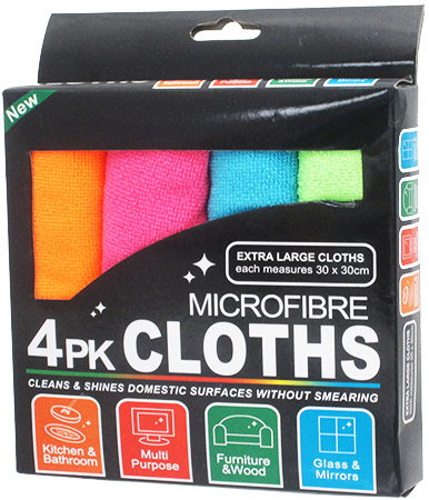 4-Pack Microfiber Multi-purpose Cleaning Cloths 12" x 12" 