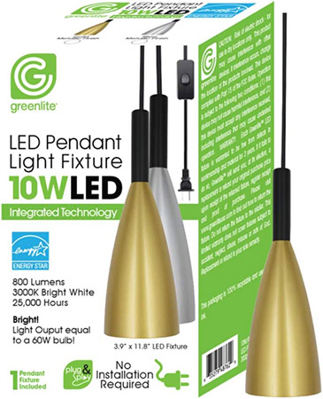 Greenlite 10W LED Pendant Light Fixture