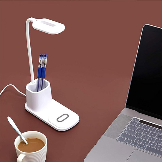 PowerDEL  LED Flexible Desk Lamp with Pencil Holder and Wireless Phone Charger