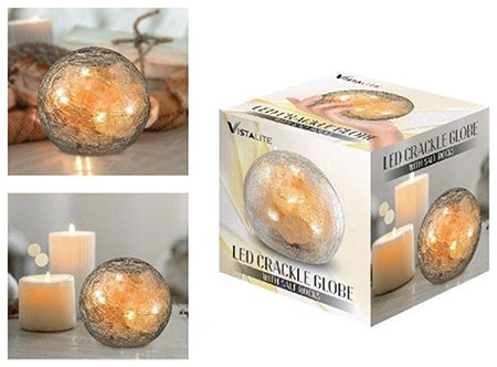 Vistalite LED Crackle Globe with Salt Rocks