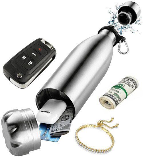 Roughneck 18oz Stainless Steel Vacuum Flask + Secret Safe