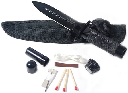 8" Hunting Stainless Steel Knife With Survival Kit & Sheath