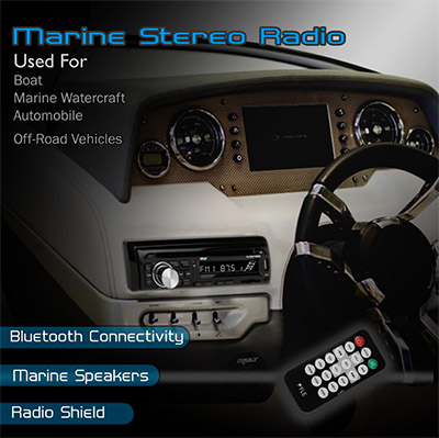 Pyle® PLCDBT75MRB Bluetooth Marine Stereo Receiver with Two 6.5-inch Speakers