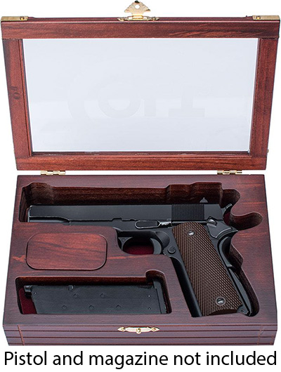 Colt  Wooden Pistol Display Case with Glass Lid