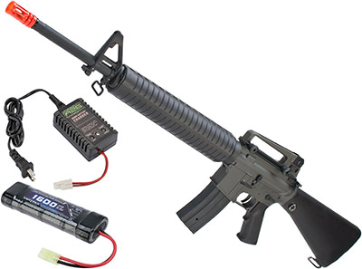 JG  M16A3 AEG Airsoft Rifle with 9.6V NiMH Battery and Charger