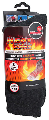 Misty Mountain® Heat Zone Men's Thermal Socks - 3-Pack