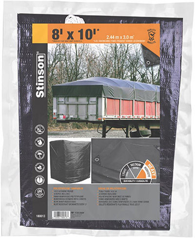 Stinson® 8x10 Foot Black Heavy-duty Poly Tarps